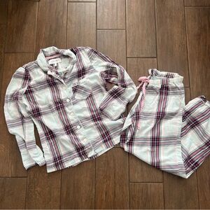 Victoria's Secret Dreamer Flannel 2 pc Pajama Set Multi Plaid sz XS